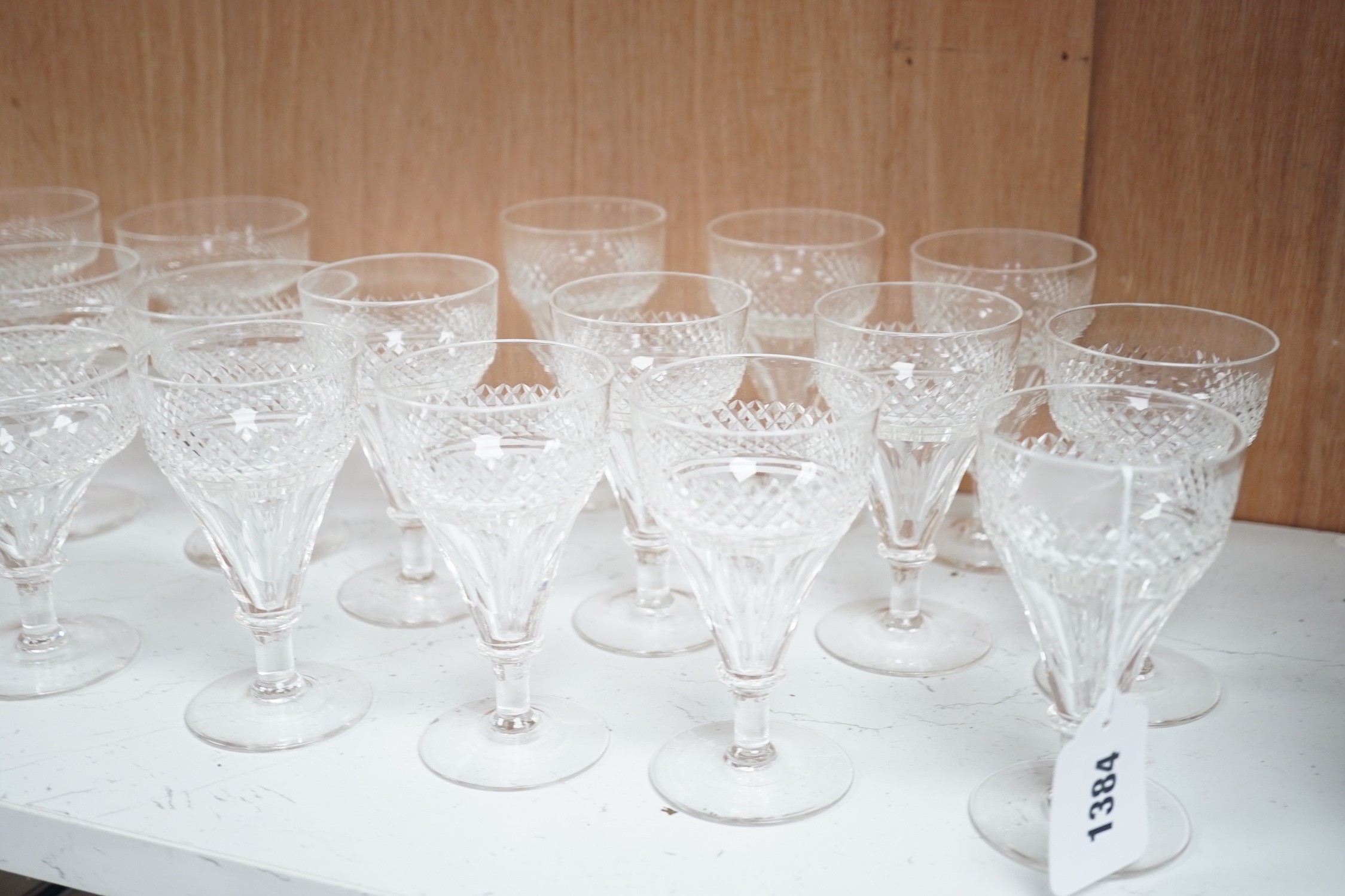 A collection of cut glass wine glasses (22)